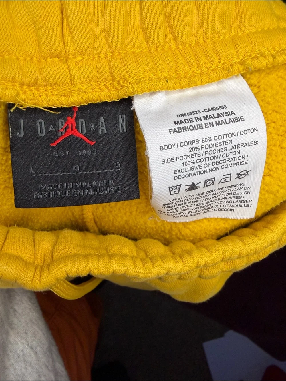 Jordan Yellow Men's Shorts with White Jumpman Script